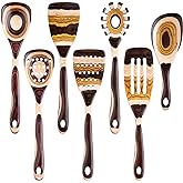 Gudamaye 7-Piece Brown Pakkawood Utensils Set – Sturdy, Eco-Friendly, Wooden Spoons for cooking, Wooden Utensil for cooking, Wooden Kitchen Tool, Home & Kitchen Gifts for Men and Women