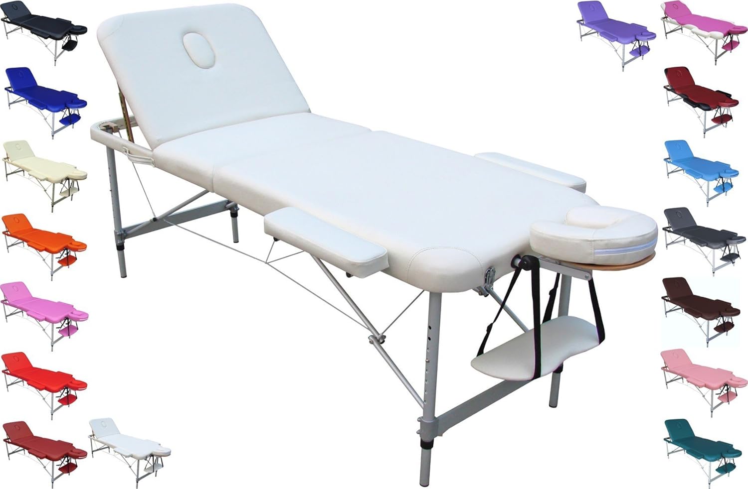 lettino da massaggio con struttura in metallo