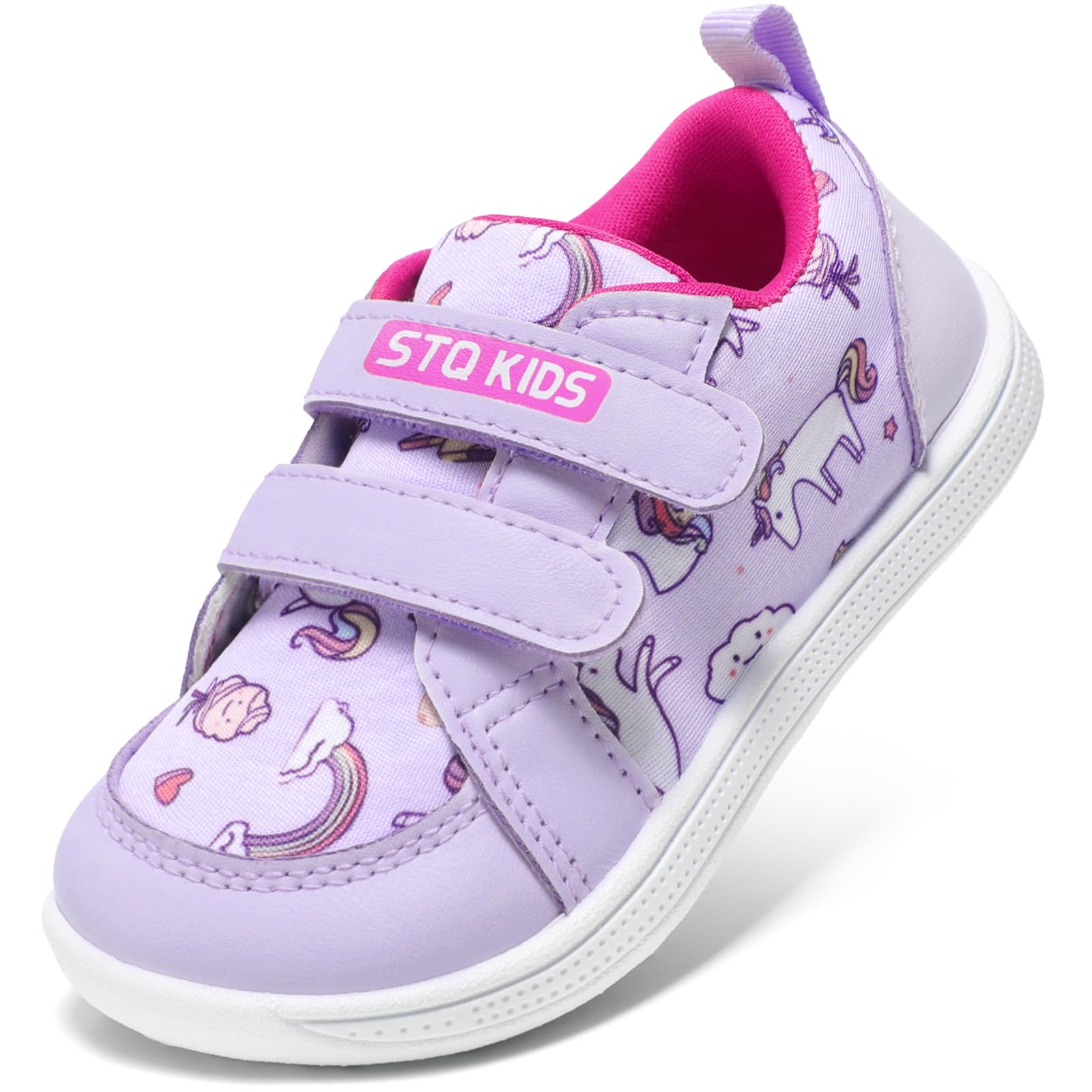 Photo 1 of STQ KIDS Toddler Girl Shoes Wide Toe Box Barefoot Shoes Lightweight Kid Tennis Sneakers Non-Slip Zero Drop First Walking Running Shoe Outdoor Indoor Activities Purple Little Kid Size 11