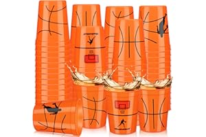 Norme 24 Pcs Basketball Plastic Cups Bulk Basketball Party Supplies Tableware Reusable Drink Cups 16 oz Ball Design for Birthday Party Dinnerware Decoration Events Family Dinner