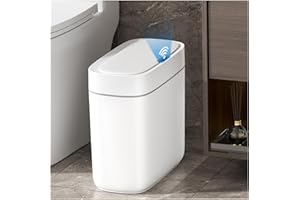 MOPALL Bathroom Trash Can with Lid, 3.5 Gallon Automatic Motion Sensor Garbage Can, Waterproof Touchless Smart Trash Can Small Waste Basket for Kitchen Bedroom Office