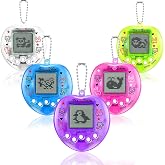 SAFSOU Virtual Electronic Pet Keychain for Kids, Retro Digital Pixel 90s Pet Toy, Back to School Gift, Teacher Classroom Prize, Travel Party Favor Goodie Bag Stuffer (Transparent, 5 Pcs)
