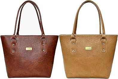 Rasm Lifestyle Premium Womens PU Leather Handbag (Combo of 2) -Tan/Light Brown, FLORA-119