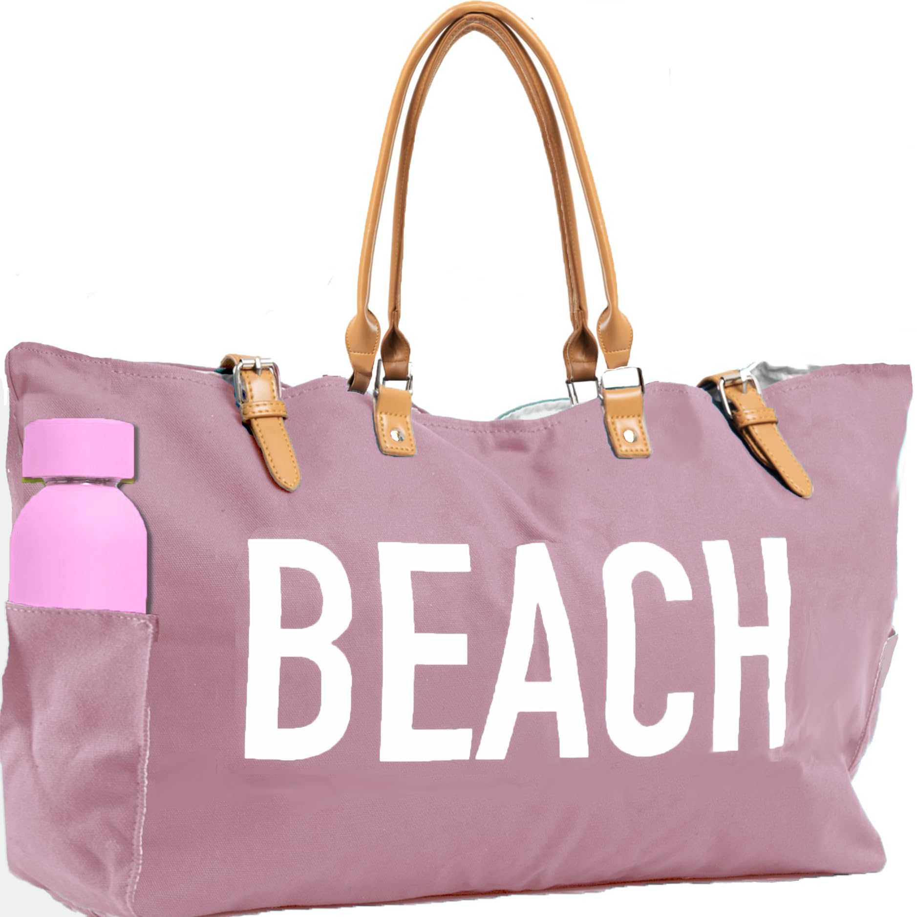 Keho Waterproof Beach Bag with Pockets For Women (Sandproof), Rose Gold, L