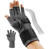 FEATOL Compression Arthritis Glove with Carpal Tunnel Wrist Brace | Comfortable Fingerless Hand Gloves for Women Men, Pain Relief for Work, Typing Night Support, Left Hand, Small