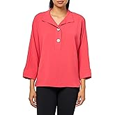 Ali Miles Women's Knit Pull on Tunic Point Collar Dolman Three Quarters Sleeves