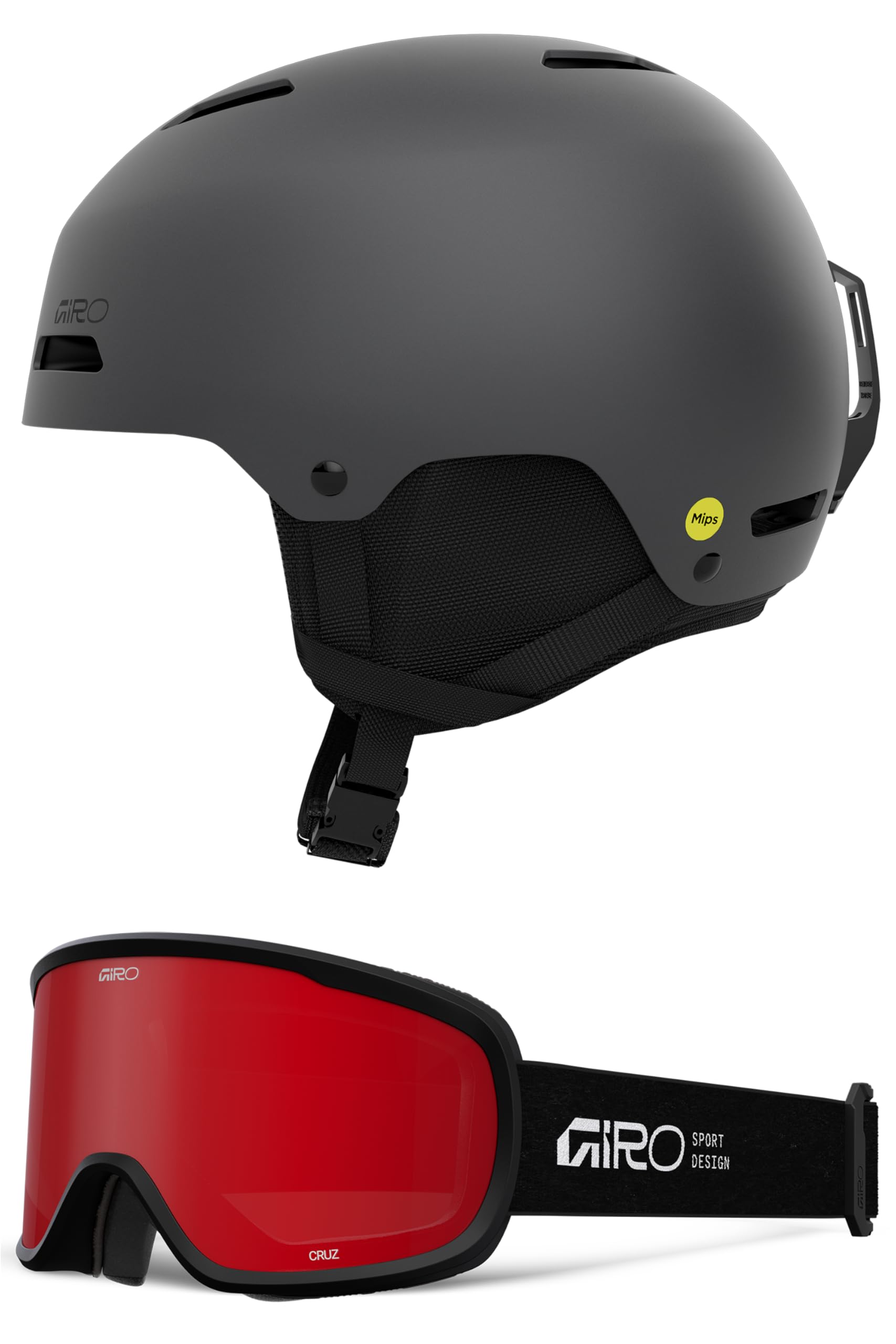 Giro Ledge MIPS Snow Helmet/Goggle Combo - (Combo) Matte Graphite - Black Stacked - Size Large Image Giro Ledge MIPS Snow Helmet/Goggle Combo - (Combo) Matte Graphite - Black Stacked - Size Large Image