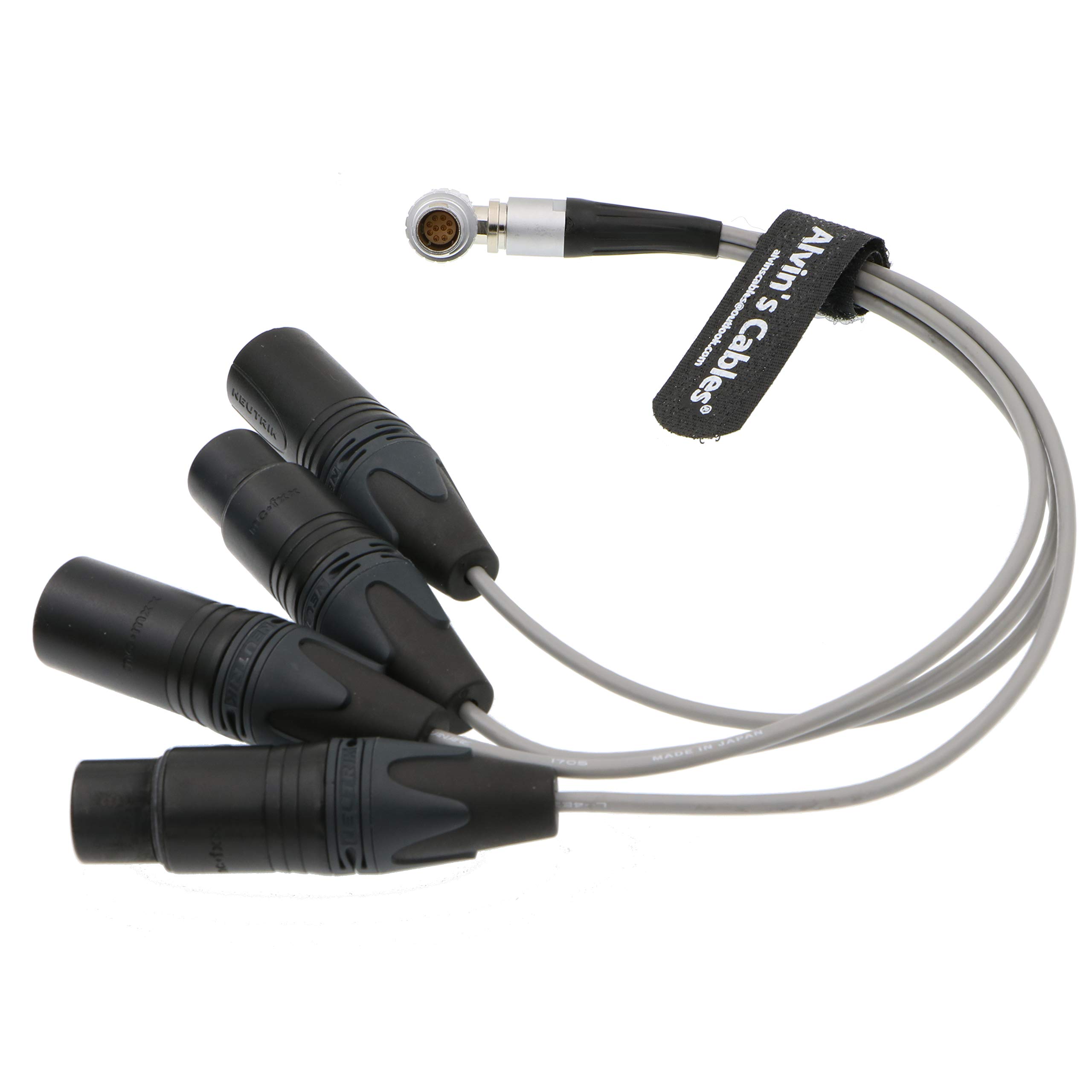 Alvin's Cables Breakout Audio Input Output Cable for Atomos Shogun Monitor Recorder Right Angle 10 Pin to 4 XLR 3 Pin
