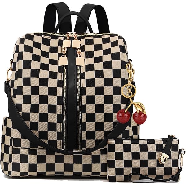 8937 Checkered Backpack Purse Plaid Back Pack Purses Leather Backpack Bags Vera Bradley Women main image 4