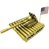 Bitopbi Bullet Shell Military Model Iron Tank Fighter Equipment Statue - Metal Bullet Casing Ornament, Collectible Army Artillery Sculpture Desk Decor for Home Office Shelf Display (2#Tank)