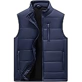 Vcansion Men's Outdoor Stand Collar Fleece Jacket Vest Casual Padded Vest Coats