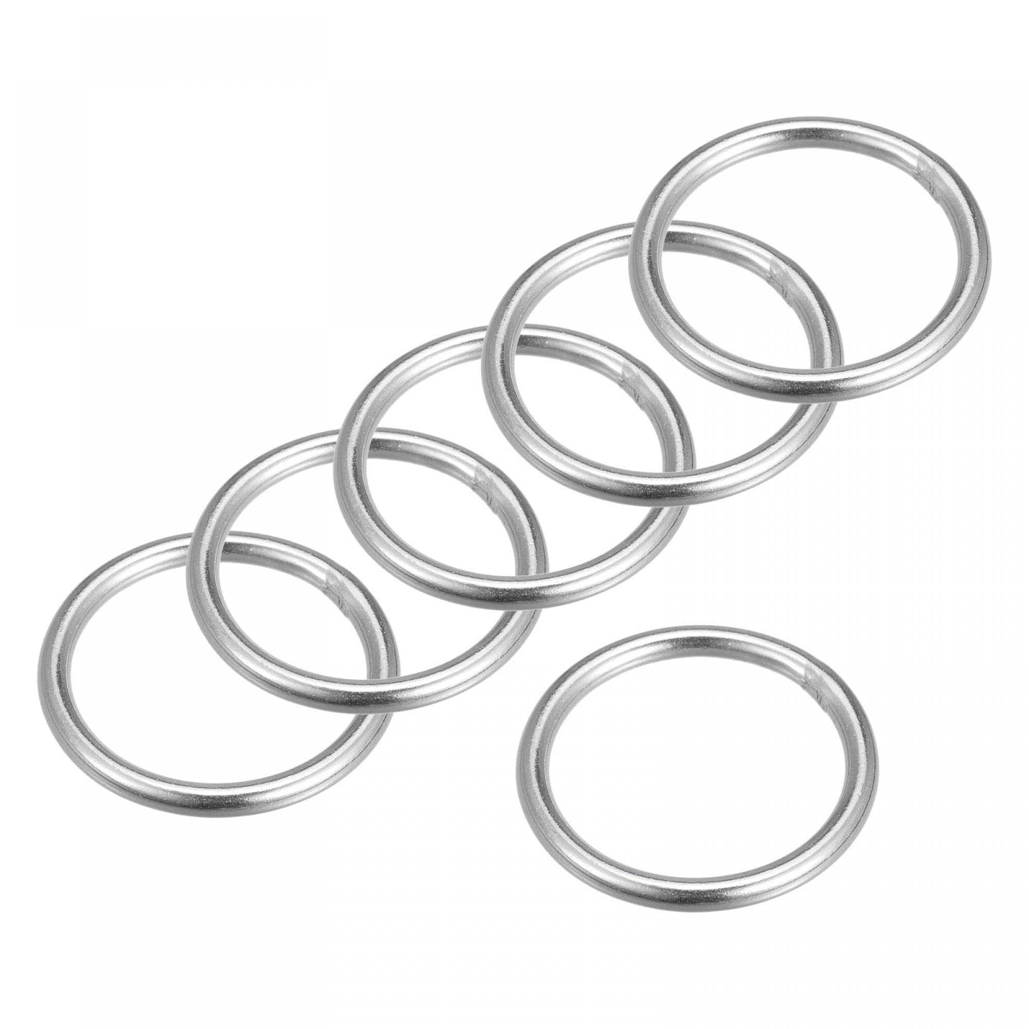 MACHSWON 316 Stainless Steel Welded O Ring 15mm(0.59") ID 3mm Thickness for Hand Bag Webbing Strap Purse Dog Collars Belts DIY Projects- 6pcs