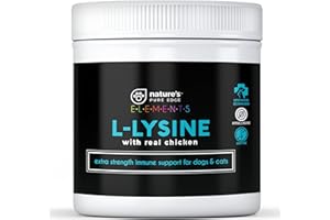 NATURE'S PURE EDGE L-Lysine Powder for Cats and Kittens, Chicken Flavored Lysine Supplement for Cats and Kittens and Dogs to Support Immune Health, Normal Eye Function and Respiratory Health, Extra Large 125 Grams.