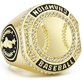 1-12 Pack MVP Football Baseball Basketball Soccer Champion Ring Championship Rings Most Valuable Player Football Baseball Basketball Soccer Gold Award Trophy Medals Ring with Display Case and Holder
