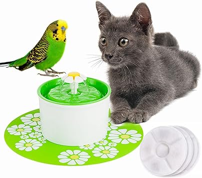 Amazon All4petsフラワーファウンテン インコ水浴び 猫 みずのみ 自動 給水器 猫の給水機 インコ バードバス インコ用給水 鳥みず浴び容器 水量見え 健康 衛生フィルター３枚付き 超静音 Bpaフリー 食事マット付き 1 6l大容量 お留守番対応 グーリン 日本語説明書付き