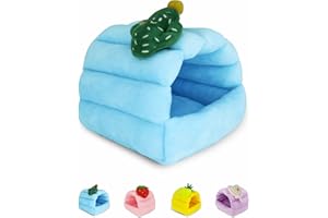 VOZRELS Guinea Pig Bed, Warm Fleece Guinea Pig Hideout, Cozy Small Animal House Bedding for Rabbit, Bunny, Hamster, Ferret, Hedgehog, Rat, Chinchilla, Squirrel Cage Accessories (Medium, Blue)