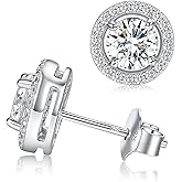 MDFUN D Color VVS1 Clarity Moissanite Stud Earrings 925 Sterling Silver Lab Created Diamond Earrings Jewelry for Women (with Gift Box)