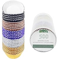 JQinHome 5 Colors Foil Cupcake Liners Standard Baking Cups Muffin Wrappers -Premium Greaseproof & Sturdy Cupcake Papers…
