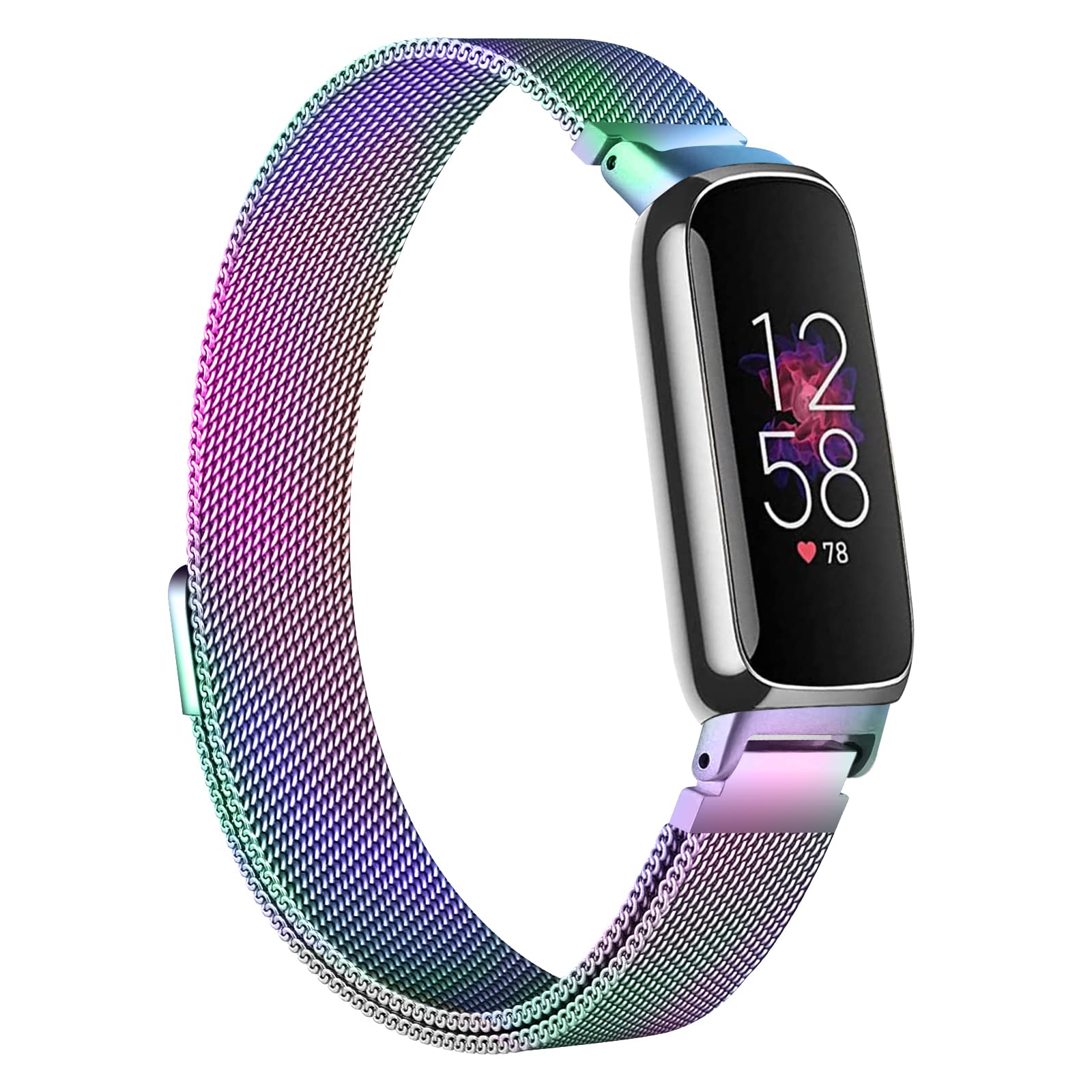 Gimuk Strap Compatible with Fitbit Inspire 3 Strap, Adjustable Stainless Steel Loop Metal Mesh Magnetic Replacement Wristband Strap for Fitbit Inspire 3 Fitness Tracker for Women Men, Small Large