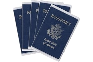 Arsmat 5 Pack Clear Passport Cover, Clear Passport Holder Travel Document Organizer, Plastic US Passport Hold