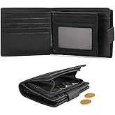 GOIACII Mens Wallet Large Capacity Genuine Leather RFID Blocking Bifold Wallets for Men with ID Window and 15 Card Slots