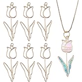 CHGCRAFT 6 Pcs Real Gold Plated 18K Hollow Rose Flower Charms Open Bezel Frame Pendants Hollow Frame Charms for DIY UV Resin DIY Jewelry Earring Making, Light Gold