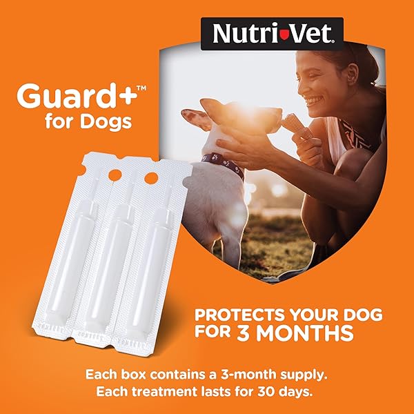 NUTRI-VET GUARD+ FOR DOGS – FLEA & TICK PREVENTION TREATMENT FOR DOGS 5-22 LBS. – WATERPROOF TOPICAL- 90 DAYS OF PROTECTION – 3 MONTHLY DOSES