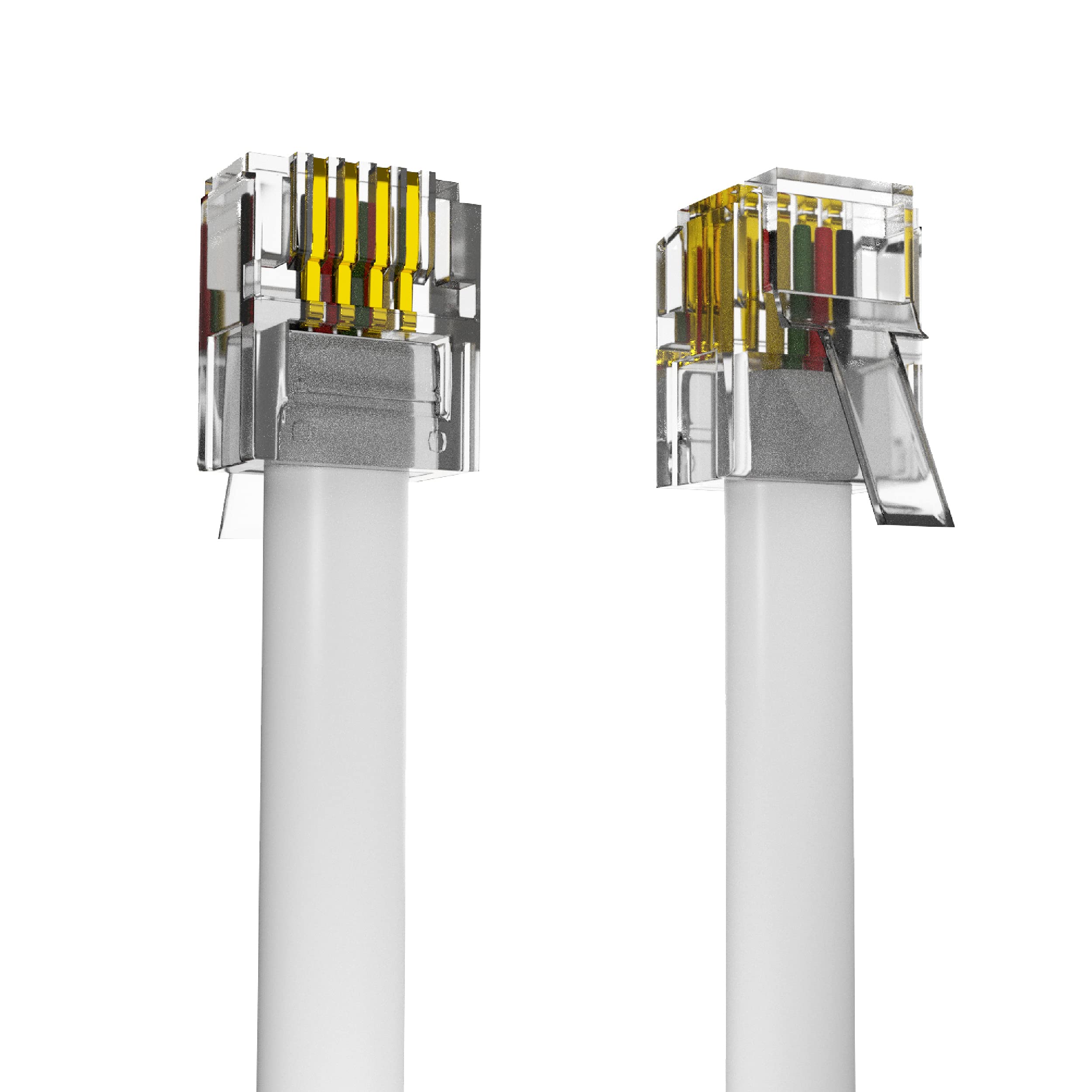 ASNQ High Speed RJ11 Broadband Cable 3m - OFC Wires With PVC Cover for Landline Telephone, Router, Modem to Phone Socket or Microfilter - ADSL Internet DSL, Flat, White