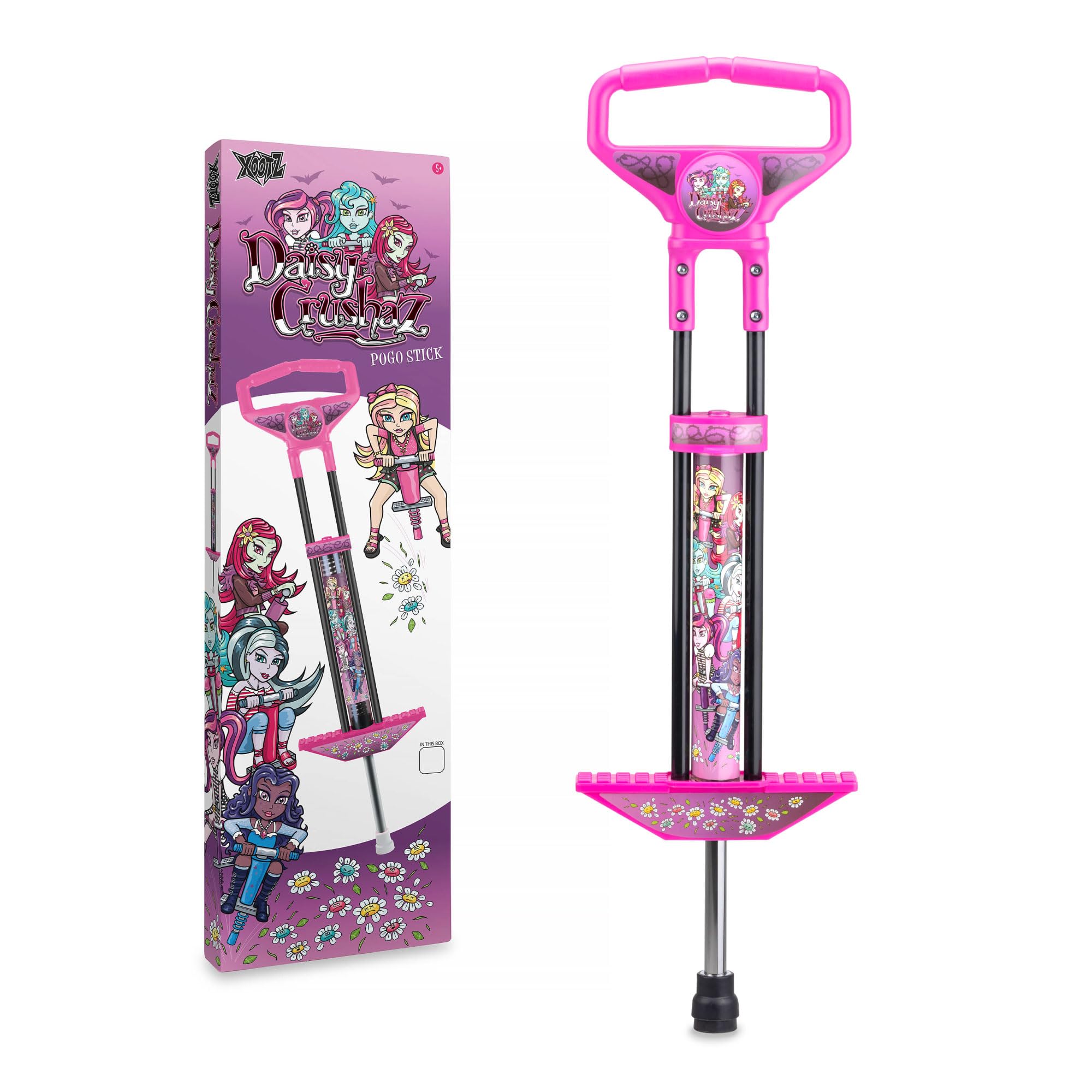 Xootz Pogo Stick Jumper Stick For Kids Girls and Boys, Daisy Crushaz Design Pink