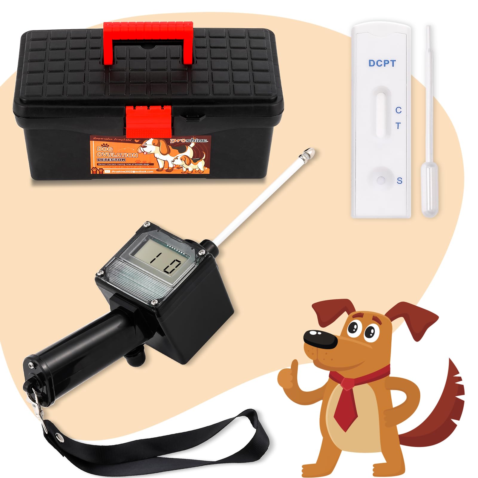 Photo 1 of Proshine Dog Ovulation Detector & Canine Pregnancy Test Kit, Canine Breeder Tester with Portable Case Progesterone Test for Dogs at Home with English Manual