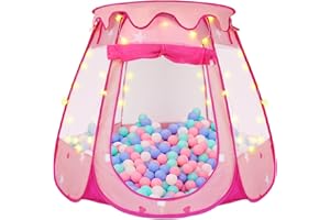 ZUOSEN Princess Tent for Kids, Ball Pits for Toddlers 1-3 with Star Light, Girl Toys, 1/2/3 Year Old Girl Gifts, Toys for Girls with Carrying Bag, Indoor & Outdoor Play Tent, 49'' X 33'' (DxH)