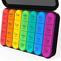 FGcase Weekly Pill Organizer - 21 Compartments, 3 Times Daily, Travel Case Included