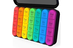 Daviky Pill Organizer 4 Times a Day - Pill Box 7 Day, Large Weekly Medicine Pill Organizer for Travel with Removable Individual Containers, Pill Case to Hold Daily Vitamins, Supplements and Medication