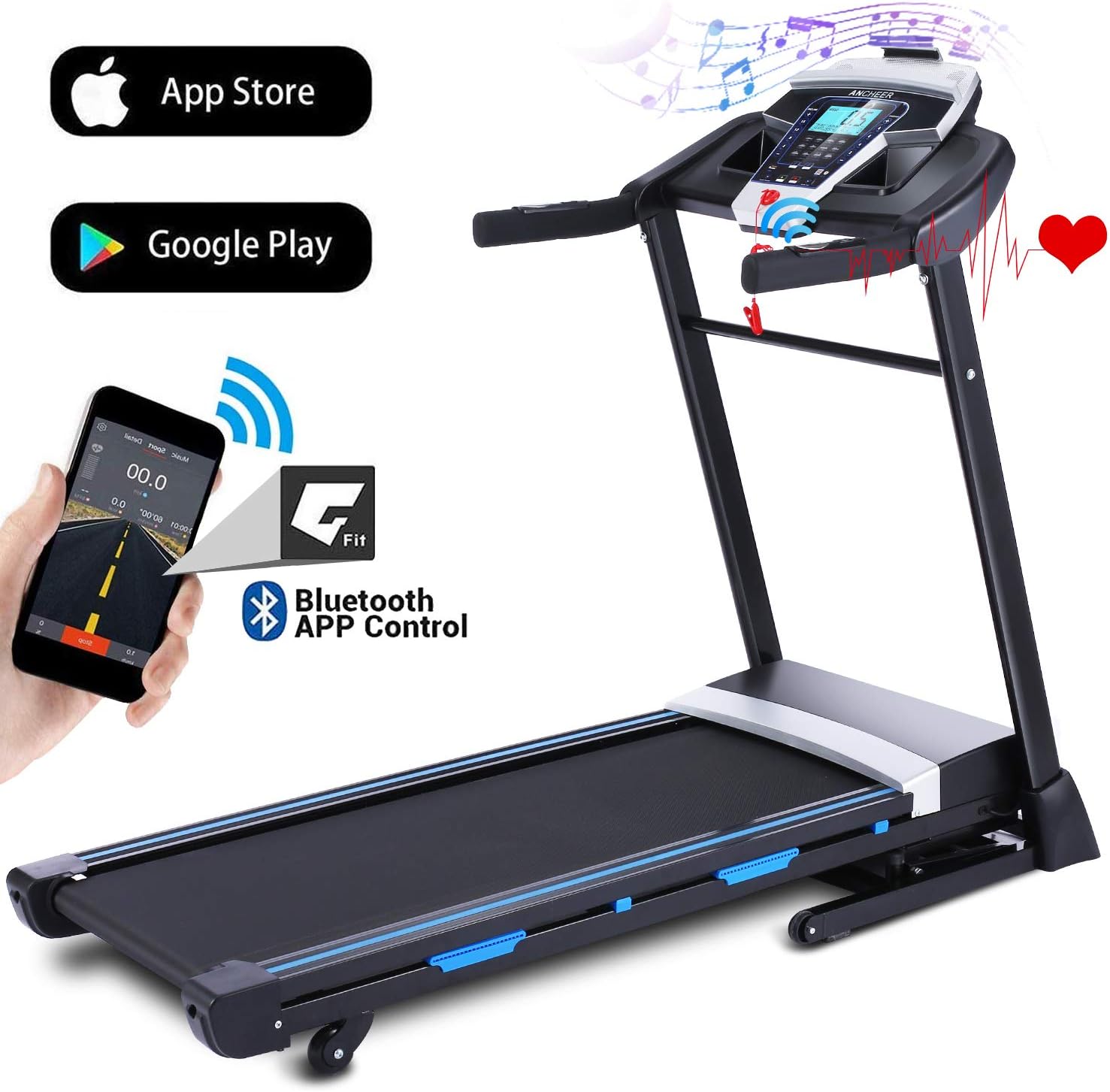 Amazon Com Ancheer Folding Treadmill 3 25hp Automatic Incline