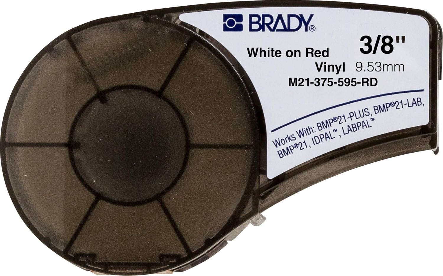 Brady Vinyl Label Tape for Label Printer M211 & M210, Self Adhesive Vinyl Printer Labels -White on Red (9.53mm x 6.40m)