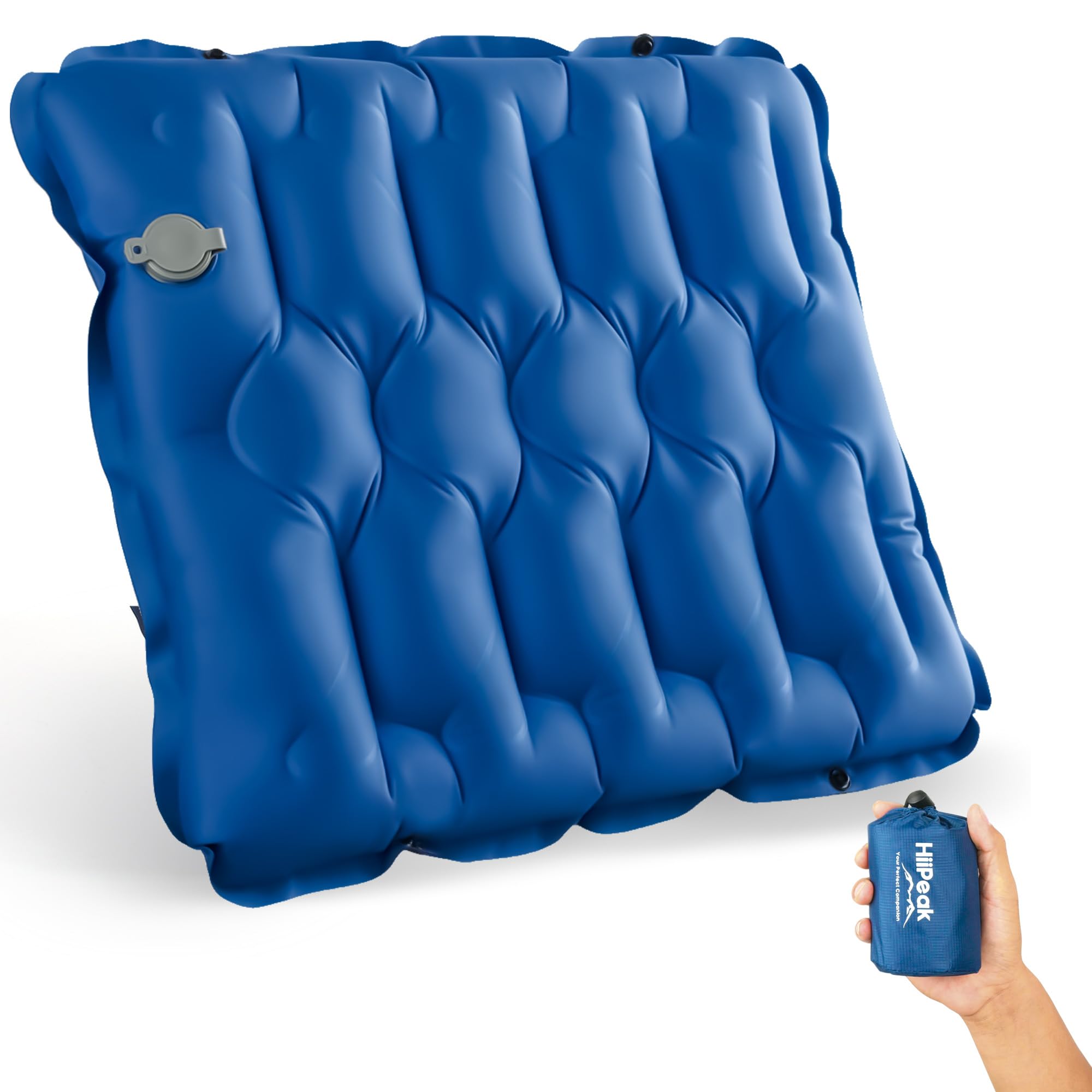 Photo 1 of HiiPeak Inflatable Seat Cushion, Lightweight Compact Stadium Seat Pad Camping Air Seat Cushion for Airplane Travel Bleachers Backpacking Hiking Office Car Sports Events Concert(Blue)