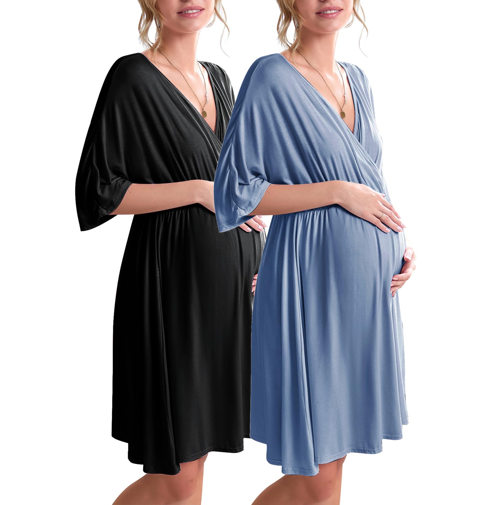 Ekouaer 3 in 1 Labor/Delivery/Hospital Gown
