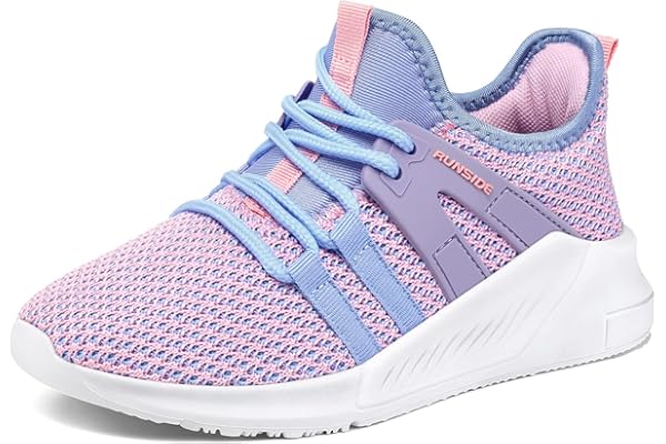 RUNSIDE Girls Tennis Shoes Lace-up Running Sneaker for Kids | Lightweight Breathable Running Athletic Toddler/Little Kid/Big Kid