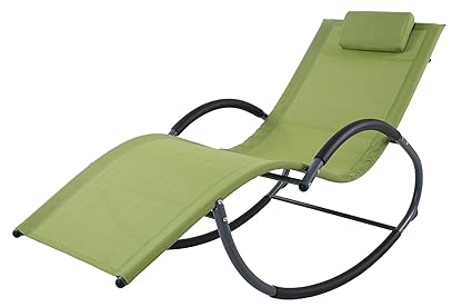 Ukeacn Patio Lawn Chaise Lounge Rocking Chair Portable Folding Chaise Zero Gravity Lounge Recliners Ergonomic Style Lounge Chair With Headrest Suit