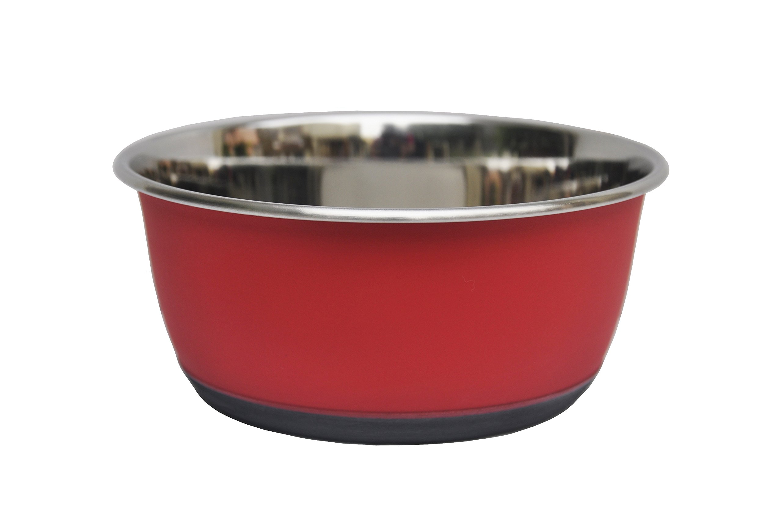 Tyrol Stainless Steel Anti-Slip Large Bowl for Cat/Dog/Pets, Mat Red, 20.5 cm, 0.222 kg