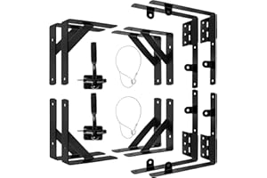 CHXLQQX Anti Sag Gate Kit ,Heavy Duty Gate Corner Brace Bracket,No Sag Kit Gate Hardware Bracket with Self-Locking Gate Latch for Wooden Fence, Driveway, Corral Gates, Wood Windows (Black, 2 Set)
