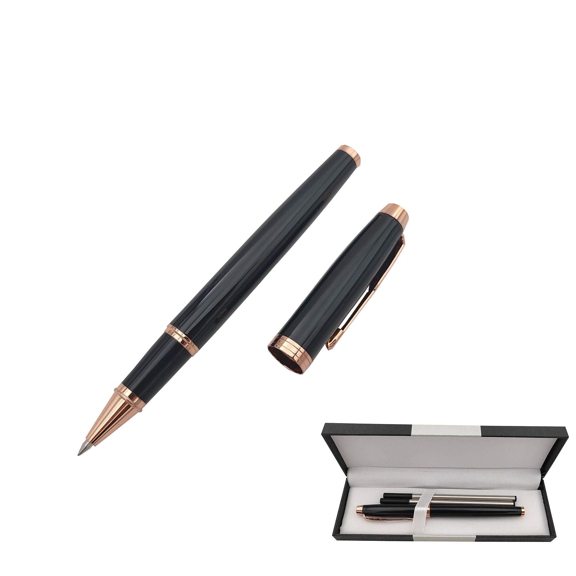 Accod Ballpoint Pen Student Gel Pen Signing Pen Metal Shell Streamlined Ballpoint Pen Gift For Student Family and Friends -0.5MM (Black)