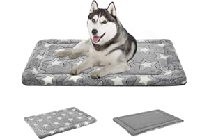EMPSIGN Dog Crate Pad - Reversible Kennel Mat (Cool & Warm), Machine Washable, Cozy Star Pattern Sleeping Pad for Small Medium Large Dogs, All-Season Pet Bed, Suitable for 36"x24" Dog Crate, Grey