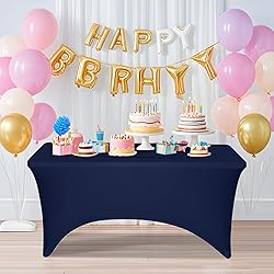 2 Pack 4 Feet Navy Spandex Tablecloth for