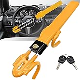 THASOK Car Steering Wheel Lock Anti-Theft Device, Upgraded Heavy Duty Double Hook Lock with Super B+ Lock Cylinder, High-Secu