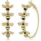 Bee Hoop Earrings Honey Bees Large Gold Hoops Earrings Stud Fun Cute Animal Jewelry for Women Spring Summer Holiday Party Gift