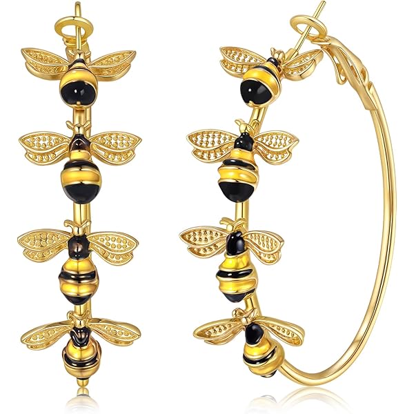 Amazon.com: Bee Earrings for Women Gold Huggie Hoop Earrings