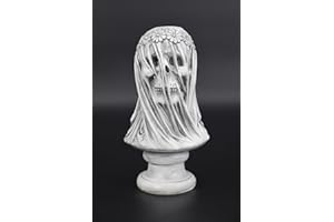 LAIKEARTS Veiled Skull Sculpture, Halloween Skull Decoration Gift, Vintage Greek Style, Home Decor, White Aesthetic Statue for Sketching Practice