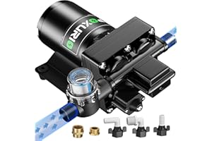 POXURIO 6GPM RV Water Pump, 70PSI 110V DC Fresh Water Pump, Self-Priming Diaphragm Water Pump with Pressure Switch and Filter for RV, Garden, Yacht, Camping