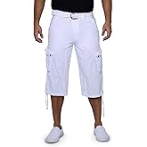X RAY Men's Belted Long Cargo Shorts for Men, Below Knee Length Mens Cargo Shorts, 3/4 Pants (Big and Tall Shorts for Men)